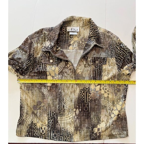 N TOUCH Women's Clear Sequin Zippered Jacket Top Size 14 Multicolor Abstract EUC - Picture 11 of 14